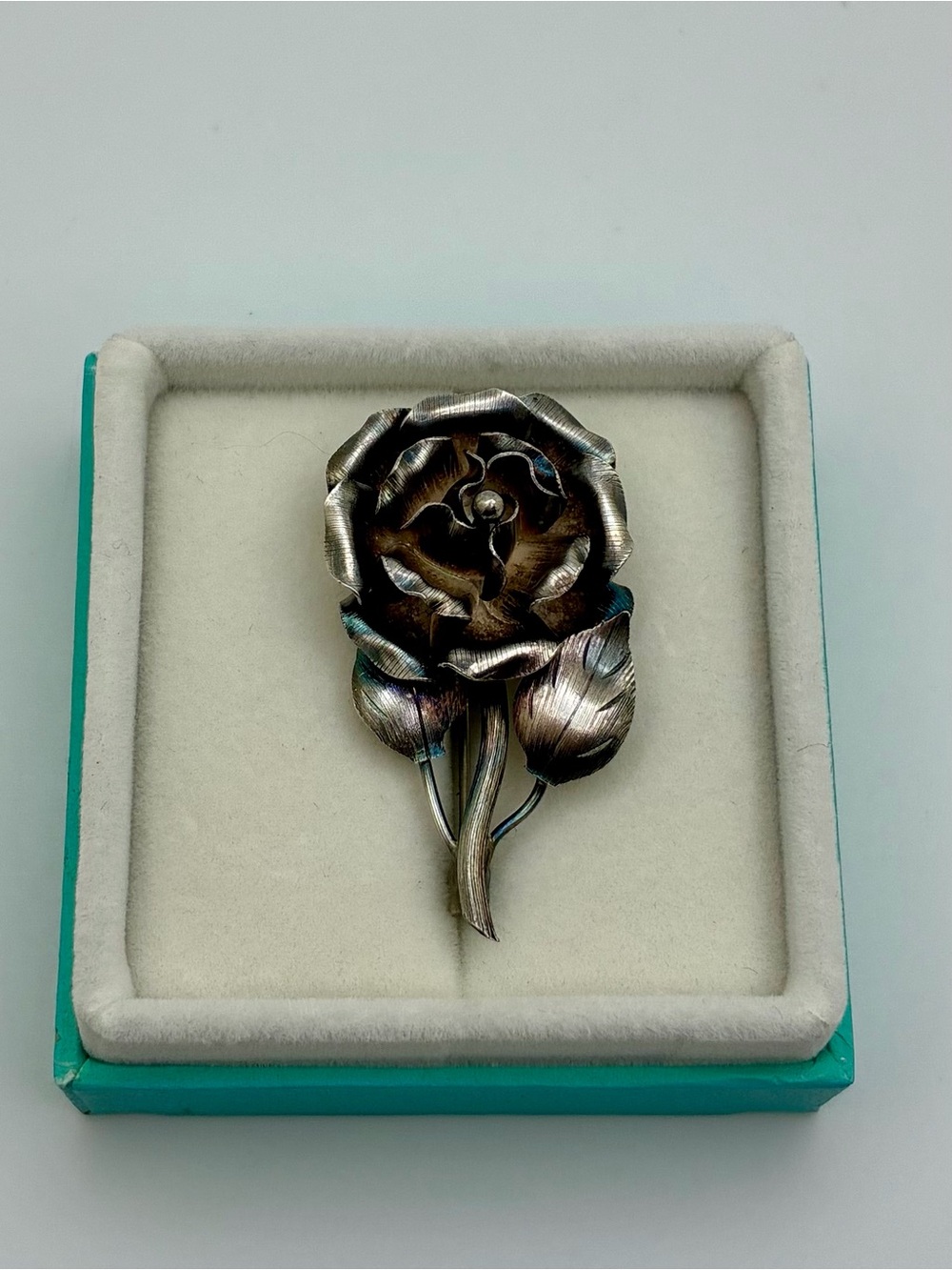 vintage Taxco sterling rose brooch